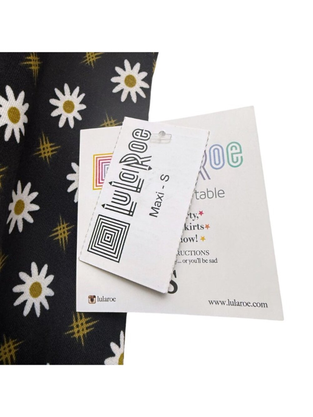 LULAROE Maxi Skirt Black Daisy Print Size Small Stretch Pull On Womens NWT - Picture 4 of 9